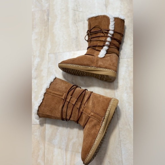 TAXI brown suede Sherpa lined boots with laces (EU 38) - Picture 2 of 9